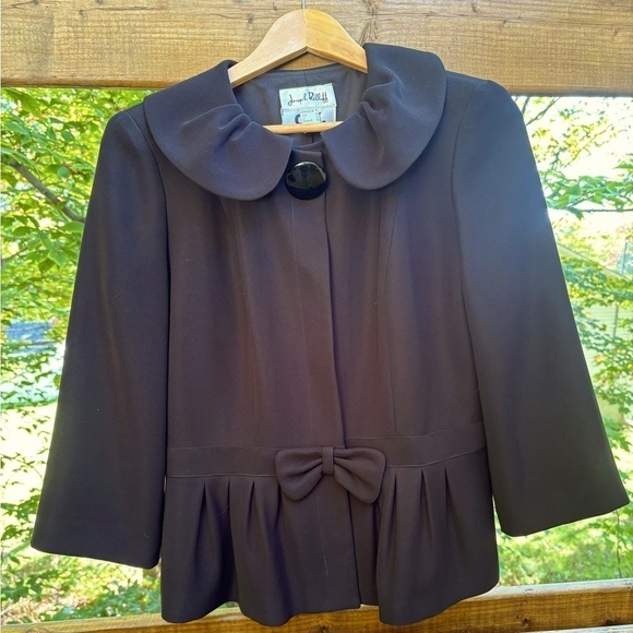 Joseph Ribkoff Women Black Button Front Peplum Bow With Peter Pan Collar… - Picture 6 of 6